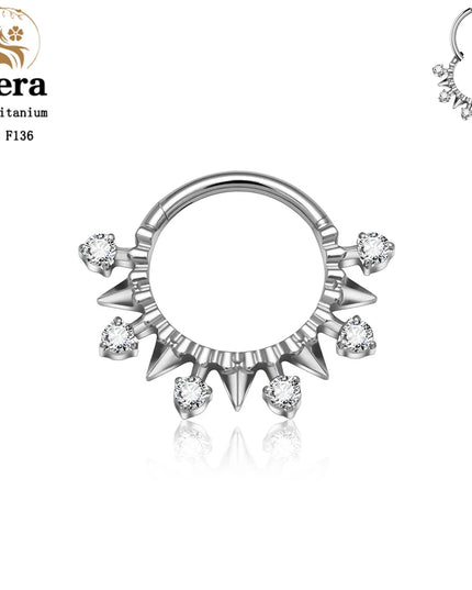 ASTM F136 Titanium Nose Ring Hoop 16G Pear CZ Hinged Segment Septum Clicker Ring Cartilage Daith Piercing Earring Body Jewelry