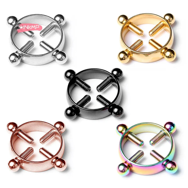 1Pcs Adjustable Stainless Steel Nipple Ring Clip-On Fake Nipple Piercing Jewelry for Women Various Colors Available