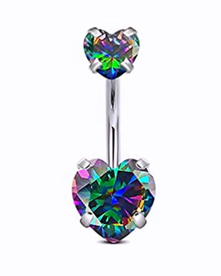 Fashion Zircon Heart Belly Button Piercing for Women Stainless Steel Long Flower Pendant Navel Rings Piercing Ombligo Jewelry