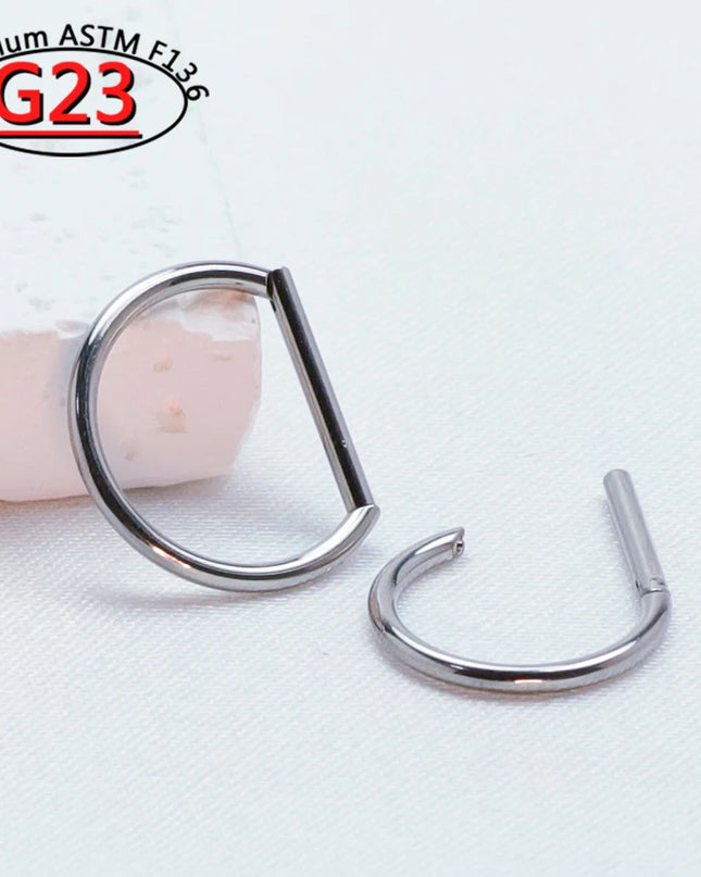 Septum Piercing Nose Ring F136 Titanium D Shape Segment Ring Clicke Jewelry CZ Nose Earrings Lip for Women Half Ring Cartilage