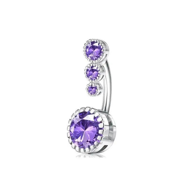 Belly Button Rings Mixed Purple Zircon Dangle Design Stainless Steel Durable Navel Rings for Daily Outfit Matching