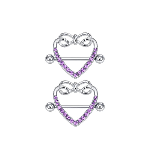 1Pair Heart Shaped Nipple Rings Piercing Jewelry for Women Sexy Clips Stianless Steel Nipple Ring Clamps Pierced Body Jewelry