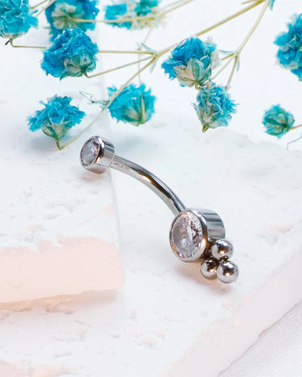 F136 Titanium Belly Button Ring Zircon for Women Industrial Spiral Piercing diaphragm Clicker Helix 14G Charming Body Jewelry