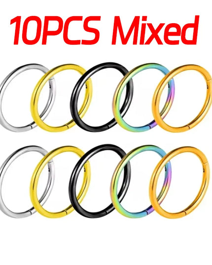Nose Rings Septum Piercing Clicker Nose Hoops Piercings Titanium Hinged Segment Rings Helix Piercing Unisex Body Jewelry Earring