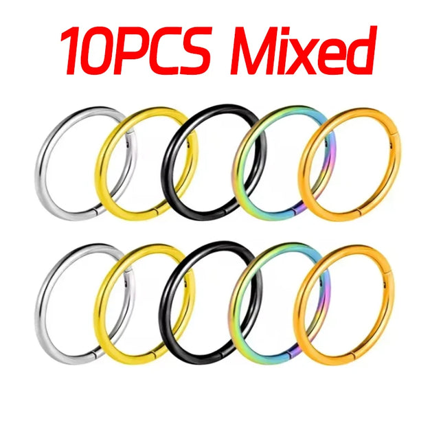 Nose Rings Septum Piercing Clicker Nose Hoops Piercings Titanium Hinged Segment Rings Helix Piercing Unisex Body Jewelry Earring