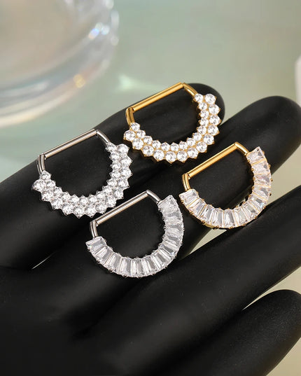 1Pc G23 Titanium CZ Zircon D Shape Nipple Piercing Ring 14G 14mm Nipple Barbell Jewelry Women Girl Nipple Shield Jewelry