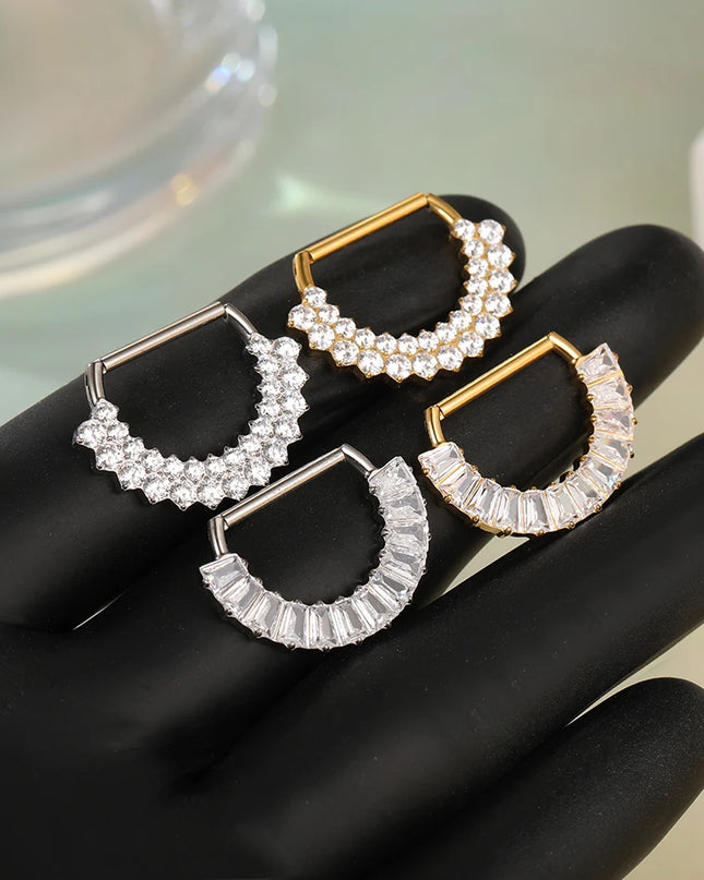 1Pc G23 Titanium CZ Zircon D Shape Nipple Piercing Ring 14G 14mm Nipple Barbell Jewelry Women Girl Nipple Shield Jewelry