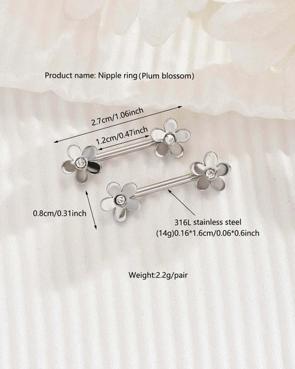 2pcs Angel Wings Nipple Piercing 14G Flower Heart Daemon Oxhead Shield Bar Barbell Nipple Ring Nombril Breast Cover Jewelry