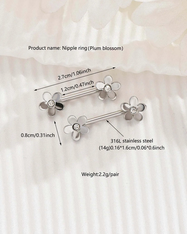2pcs Angel Wings Nipple Piercing 14G Flower Heart Daemon Oxhead Shield Bar Barbell Nipple Ring Nombril Breast Cover Jewelry