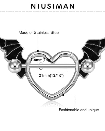 1Pair Heart Shaped Nipple Rings Piercing Jewelry for Women Sexy Clips Stianless Steel Nipple Ring Clamps Pierced Body Jewelry