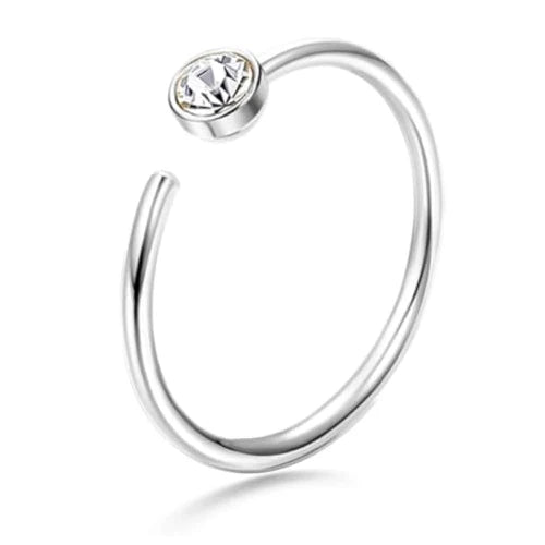 Bobisty 1Pc Nose Rings for Women Men Surgical Stainless Steel Retainer Clear Nose Rings Hoops Cartilage Tragus Piercing Jewelry