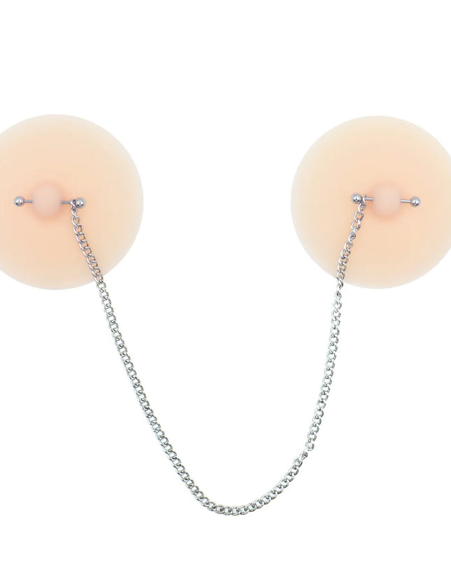Women Nipple Cover with Faux Piercing Lingerie Breast Pasties Adhesive Chest Pad