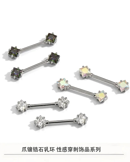 316L Stainless Steel Nipple Ring 14G Barbell Nipple Piercing Jewelry CZ Body Piercing Nipple Rings Unisex