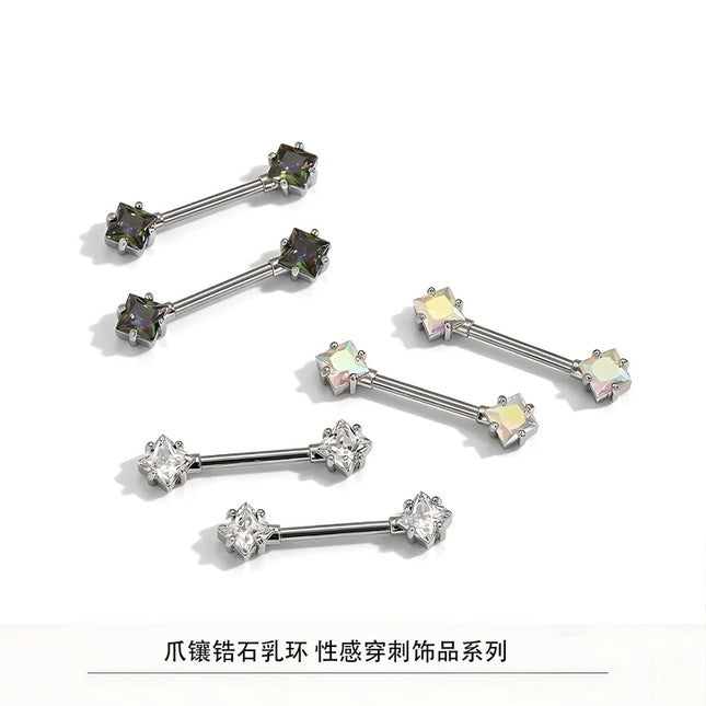 316L Stainless Steel Nipple Ring 14G Barbell Nipple Piercing Jewelry CZ Body Piercing Nipple Rings Unisex