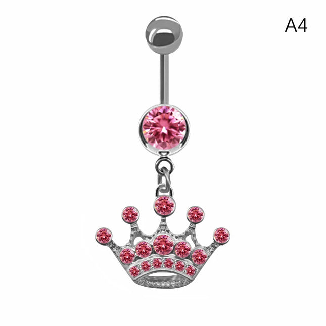 Belly Button Ring For Women Trendy Pink Butterfly Cute Cat Design Sexy Fashion Navel Rings Stainless Steel Piercing Jewelry