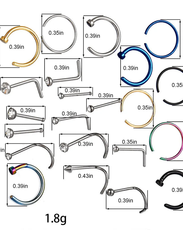 22 Pcs Of Suit Fake Nose Ring Earrings Fashion Punk Non-nose-piercing Septum Women Jewelry