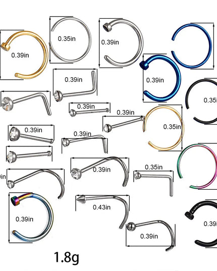 22 Pcs Of Suit Fake Nose Ring Earrings Fashion Punk Non-nose-piercing Septum Women Jewelry