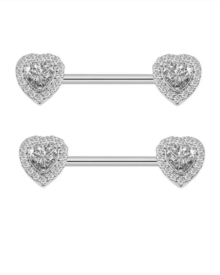 Pink Heart Nipple Piercing Barbell Set Shiny Crystal Nipple Rings Bulk For Women Flower Nippel Jewelry Pack Piercing Teton Lots