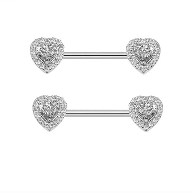 Pink Heart Nipple Piercing Barbell Set Shiny Crystal Nipple Rings Bulk For Women Flower Nippel Jewelry Pack Piercing Teton Lots