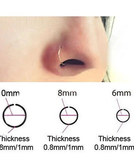 1/2pcs Nose Ring Clips Septum Ring Hoop Cartilage Tragus Helix Small Piercing Nose Rings  For Women Body Jewelry Accessories