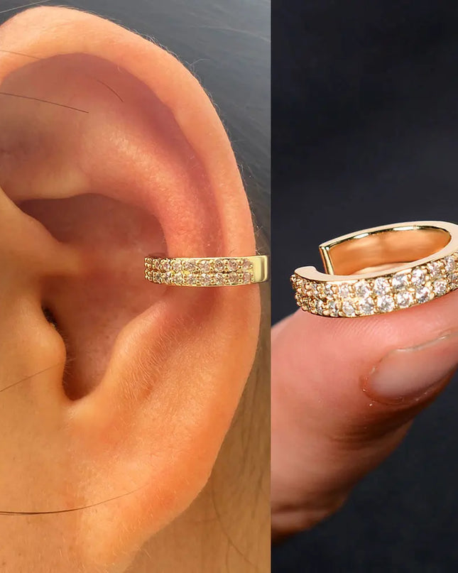 1Piece Zircon Charming Clip On Earrings Ear Cuff Without Piercing Women Geometric C Shape Earscreen Earcuffs Wrap Climb Earring