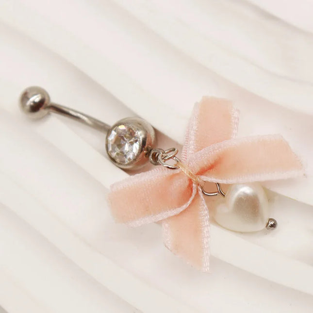 Beautiful Bow Belly Button Ring for Women Heart-shaped Belly Piercing Jewerly Surgical Steel Body Piercing Jewelry