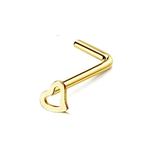 Florideco 14K Gold Plated Nose Rings for Women Men 20G Stainless Steel Nose Rings Hoops L Shaped Studs Nostril Piercings Jewelry