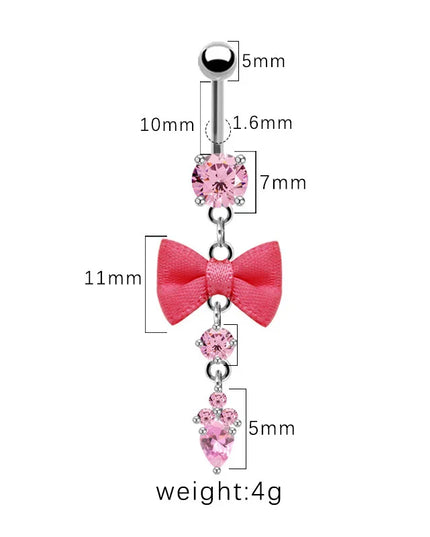 Beautiful Bow Belly Button Ring for Women Heart-shaped Belly Piercing Jewerly Surgical Steel Body Piercing Jewelry