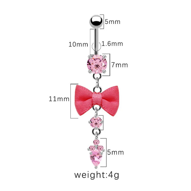 Beautiful Bow Belly Button Ring for Women Heart-shaped Belly Piercing Jewerly Surgical Steel Body Piercing Jewelry