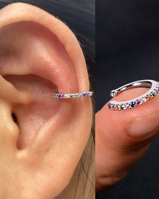 1Piece Zircon Charming Clip On Earrings Ear Cuff Without Piercing Women Geometric C Shape Earscreen Earcuffs Wrap Climb Earring