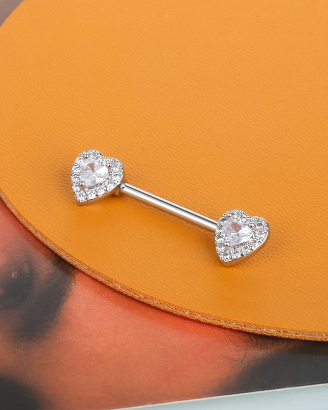 1PC Surgical Steel CZ Nipple Rings Piercing 14G Paved Zircon Heart Nipple Shield Rings Sexy Nipple Mamilo Piercing Women Jewelry