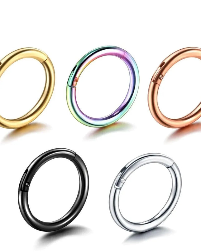 Nose Rings Septum Piercing Clicker Nose Hoops Piercings Titanium Hinged Segment Rings Helix Piercing Unisex Body Jewelry Earring