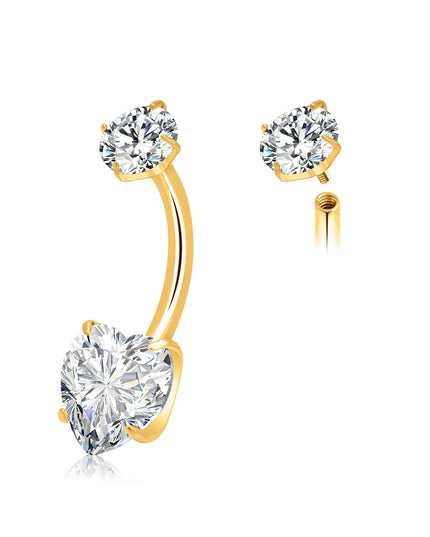 G23 Titanium 14G Belly Button Ring Round Navel CZ Barbell Belly Rings For Women Heart-shaped water droplet Belly Button Rings