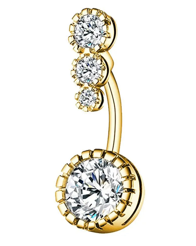 Elegant 14G Stainless Steel Belly Button Ring Set for Women Sparkling Cubic Zirconia Pearl Inlays for Daily Wear Navel Jewelry