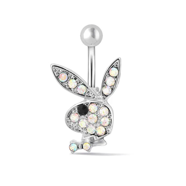 1pc Belly Button Rings Bunny Navel rings  Rabbit Belly Rings for Women Gem stone Pink Blue Bunny Fake Belly Piercing Rin