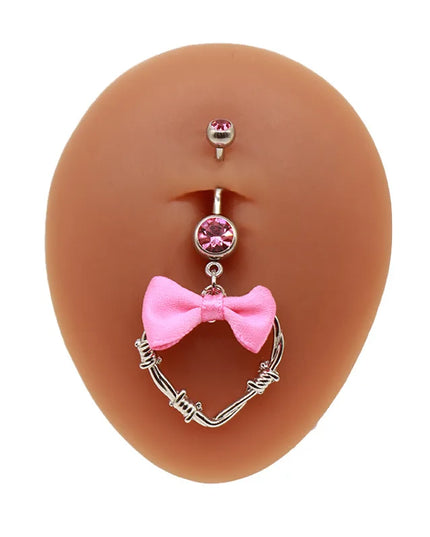 Beautiful Bow Belly Button Ring for Women Heart-shaped Belly Piercing Jewerly Surgical Steel Body Piercing Jewelry