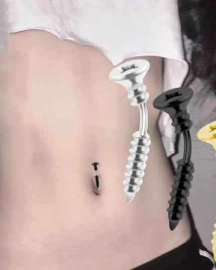 Tidal Current Personality Stainless Steel Screw Belly Button Rings Belly Button Piercing Belly Piercing Jewelry For Women