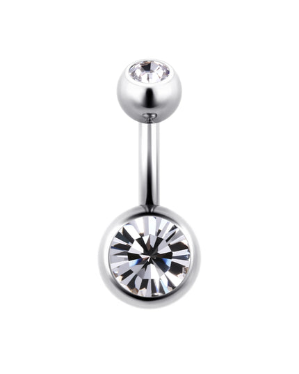 ASTM F136 Titanium Belly Button Ring 14G CZ Navel Barbell Body Jewelry 6/8/10/12mm Hypoallergenic 1Pc