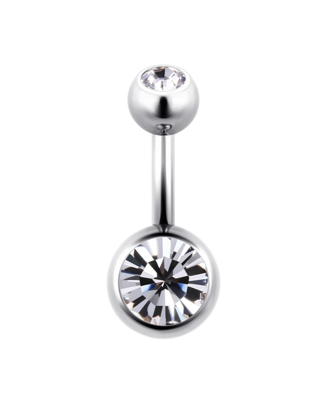 ASTM F136 Titanium Belly Button Ring 14G CZ Navel Barbell Body Jewelry 6/8/10/12mm Hypoallergenic 1Pc