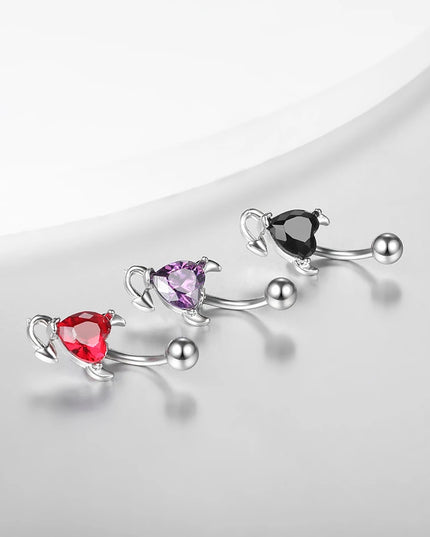 1pc Belly Button Rings Devil Shape Black Red CZ Belly Piercing Stainless Steel Navel Piercings Body Jewelry Women