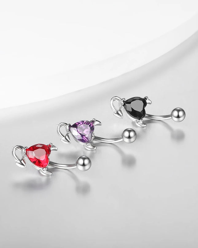 1pc Belly Button Rings Devil Shape Black Red CZ Belly Piercing Stainless Steel Navel Piercings Body Jewelry Women