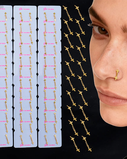 Nose Rings for Women 316L Stainless Steel Nostril Hoop Nose Ring Studs Fashion Body Cross Nose Piercing Jewelry Set