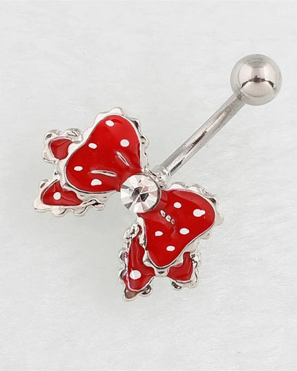 1Pc Stainless Steel Bow Piercing Fake Belly Button Ring Body Jewelry Ornaments For Women Simple Fashion Bow Belly Jewelry