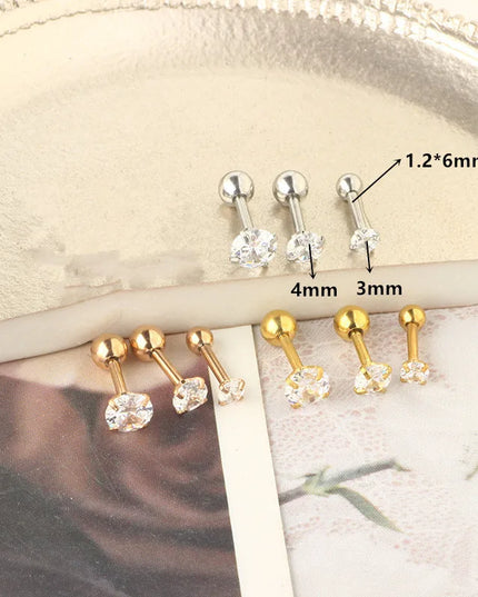 Stainless Steel Hoop Piercing Earring For Women Zircon CZ Cartilage Piercing Helix Daith Conch Tragus Rook Lobe Ear Ring Jewelry