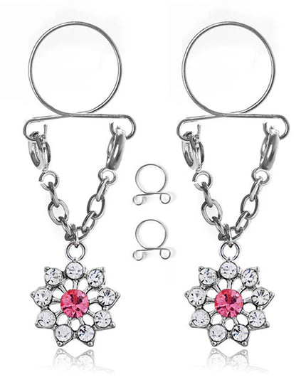 1 Pair New Fake Nipple Ring Sexy Tassel Crystal Butterfly Pendant For Women Girls Adjustable Faux Nipple Piercing Body Jewelry