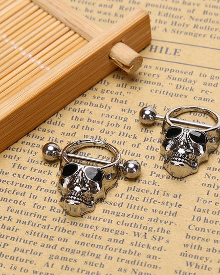 Hot! Skull Bars Nipple Ring Piercing Bar Stainless Steel Barbell Body Breast Jewelry