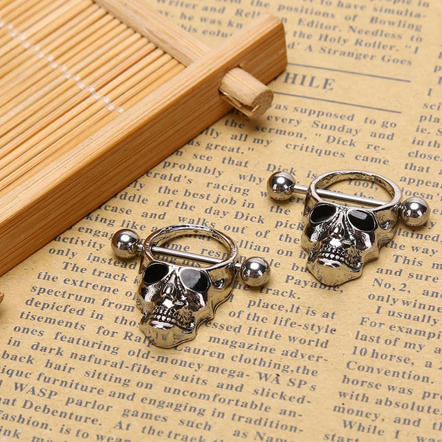 Hot! Skull Bars Nipple Ring Piercing Bar Stainless Steel Barbell Body Breast Jewelry