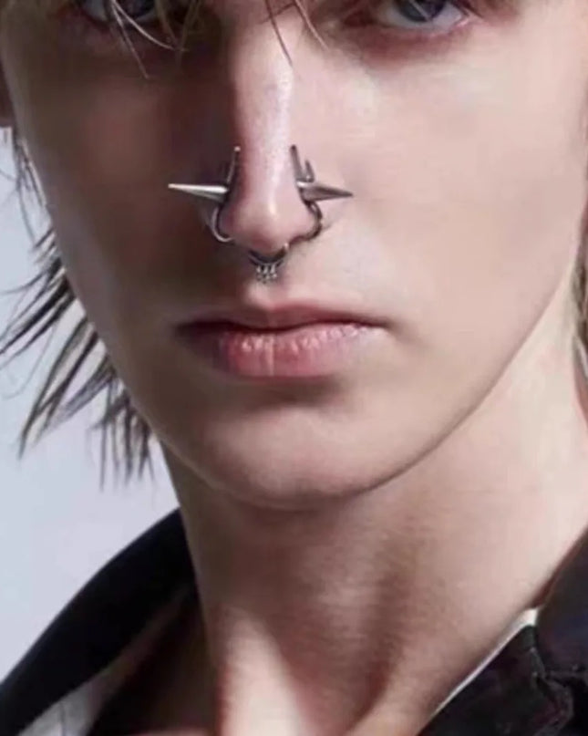European and American Punk Style Dark No Punching Niche Design Cool Style Nose Ring Can Be Worn Without Punching Holes Jewelry