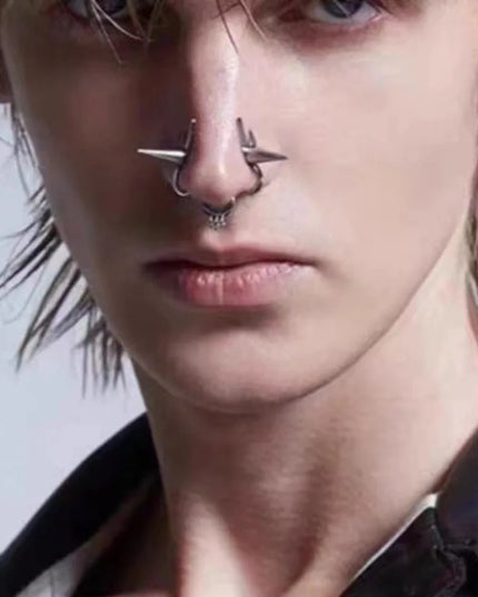 European and American Punk Style Dark No Punching Niche Design Cool Style Nose Ring Can Be Worn Without Punching Holes Jewelry