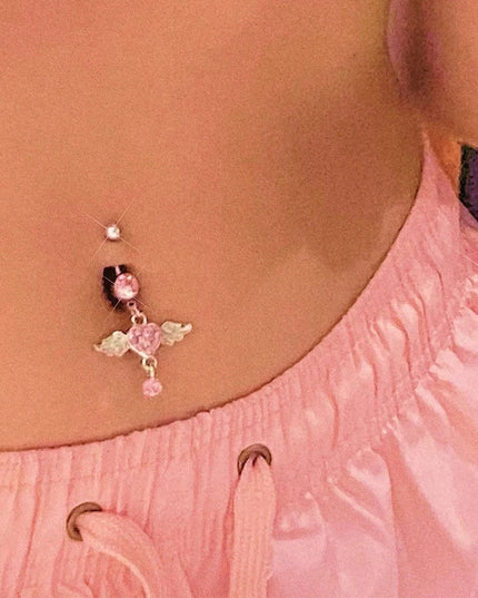Steel Belly Button Rings Pink Crystal Piercing Navel Heart Style Navel Piercing Earring Belly Piercing Sexy Body Jewelry Ombligo